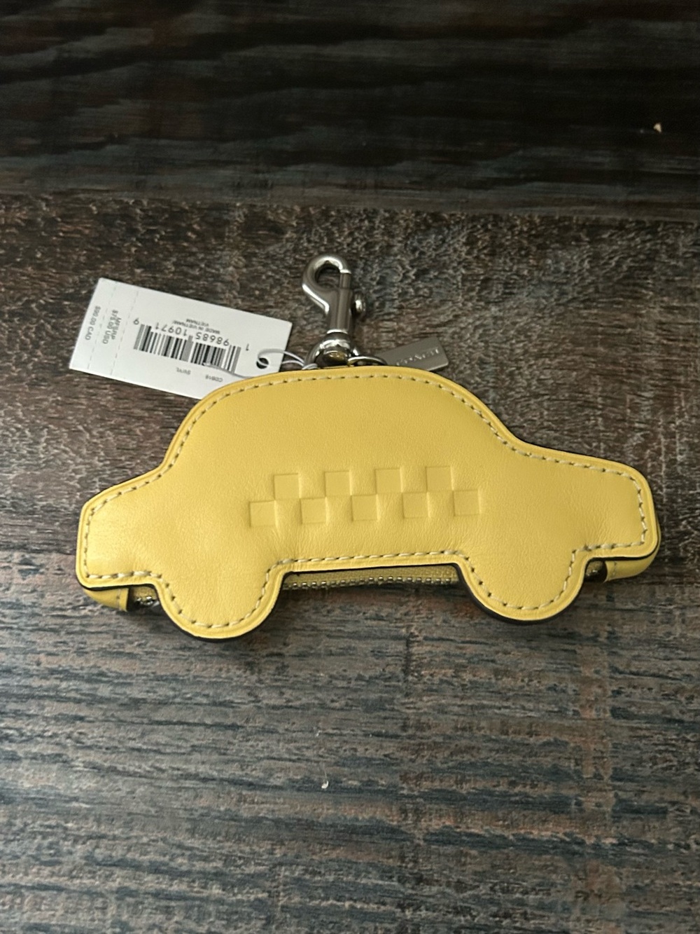 Coach Yellow Taxi Leather Key & Card Holder Keychain